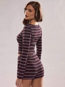 Glamine Fashionable New Year Style Casual Multi-Color Stripes Women's Dressed Set - Multicolor - View 2