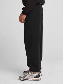 Musero Basic Straight Leg Cuffed Everday PREMIUM Sweat Jogger Pants Winter Essentials Capsule Wardrobe - Black - View 3