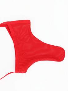 DrisQ 1条男士性感网眼透气U型囊袋设计三角裤，红色，时尚独特 - 紅色 - 查看 4