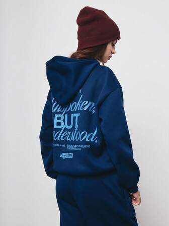 SURIMA 2 st/set för kvinnor, avslappnad minimalistisk mönster, huvad långärmad, lös passform, lämplig för vår/höst