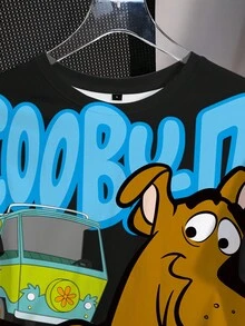 SCOOBY-DOO X SHEIN 女式字母与卡通图案圆领短袖T恤 - 白色 - 查看 5