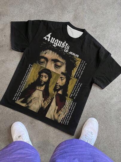 Glimmora 男士标语印花圆领短袖休闲百搭T恤