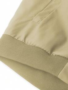 Manfinity Homme Plus Size Men's Casual Lightweight Solid Color Jacket, Summer - Khaki - View 4