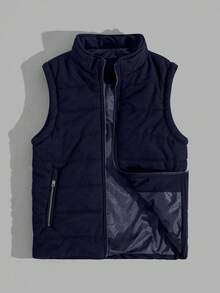 EURMUSE Áo khoác vest không tay mùa đông thông thường chất liệu vải đặc biệt cao cấp cho nam - Màu xanh hải quân - Xem 1