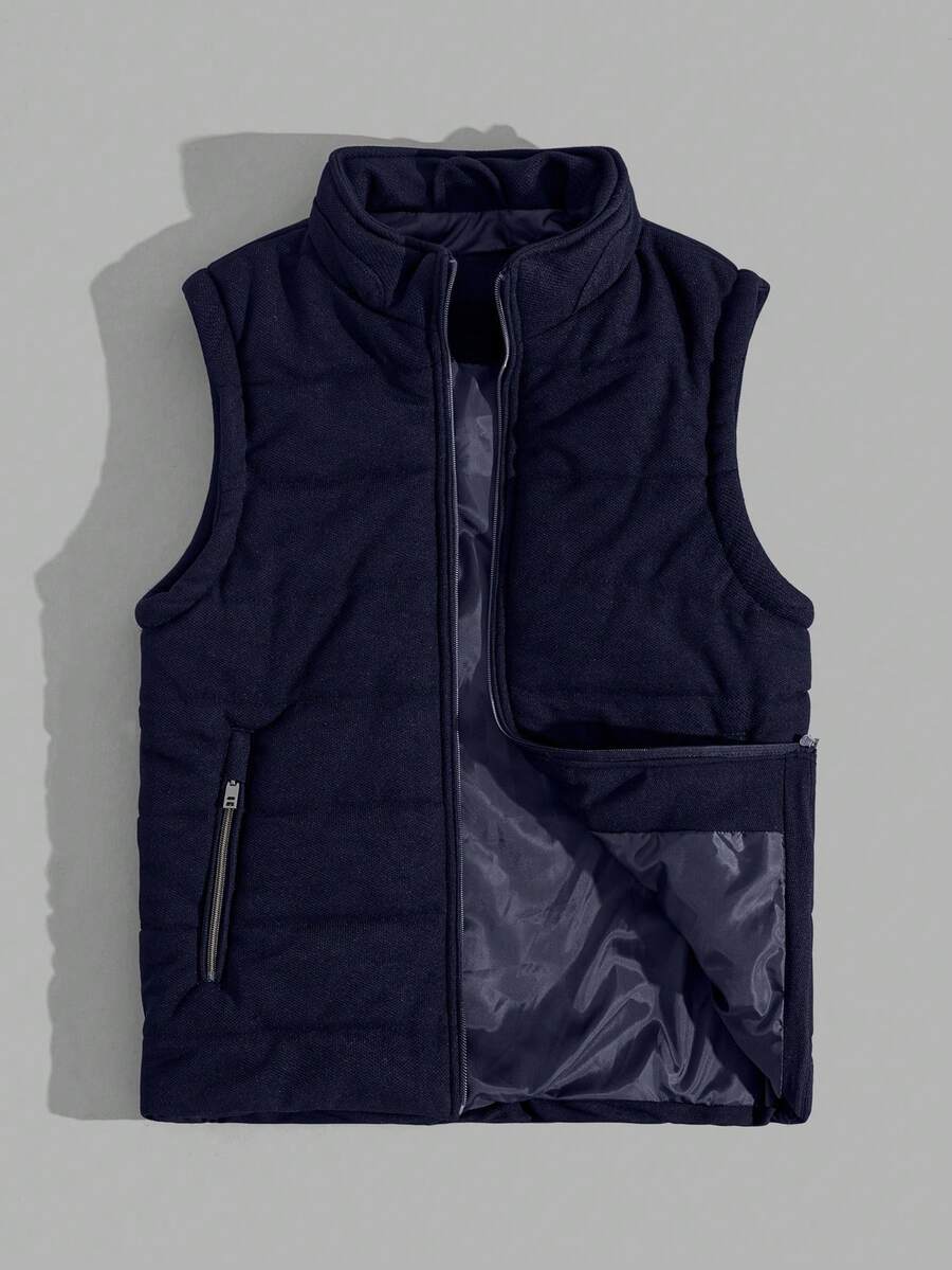 EURMUSE Áo khoác vest không tay mùa đông thông thường chất liệu vải đặc biệt cao cấp cho nam - Màu xanh hải quân - Xem 1