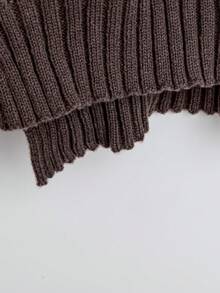 Franclia 2pcs Solid Color Knitted Sweater And Pants Set, Casual & Versatile, Autumn/Winter - Coffee Brown - View 6