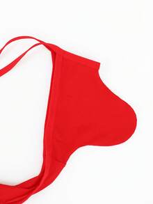 1pc Men's Sexy Mesh Breathable Briefs, Fashionable Mid-Waist Underwear - Red - View 4