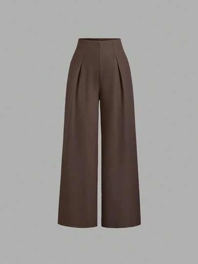 SHEIN Clasi بنطلون نسائي بلون صلب، مناسب للصيف