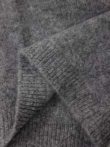 少女休闲日常通勤简约纯色抽绳腰宽松针织衫裤套装，秋冬季 - 深灰色 - 查看 6