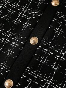 Ellevyn 女士三件套：休闲格纹吊带背心、阔腿裤和加长外套，适合日常、工作和通勤，春秋季穿着。 - 黑色 - 查看 5