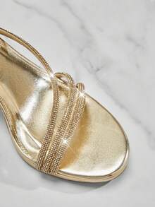 SHUZIA Women's Dressy Ankle Strap High Heel Sandals For Christmas Valentine's Day - Gold - View 6