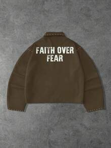 PAVTROS Men's Street Fashion Eye Print Zip-Up Jacket Zip Up Jacket Graphic Men Graphic Jacket Eye Graphic Jacket Men Brown Jacket Studded Jacket - Multicolor - View 3