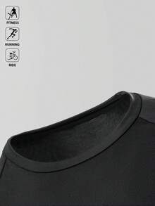 Acti Log 男士休闲纯色简约长袖T恤 - 黑色 - 查看 6