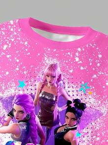 Sparklyn 2pcs/Set KPOP Graphic Print Top, Tween Girls Crew Neck Sweatshirt And Leggings Set, Fashionable Casual, Suitable For Autumn/Winter - Multicolor - View 6