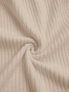 Lounesse Plus Size Women's High Neck Textured Bodycon Long Sleeve Knit Dress,Beige,Autumn,Smart Casual,Everyday Commuting Mock Neck Skin Tight Spring Outfit - Apricot - View 8