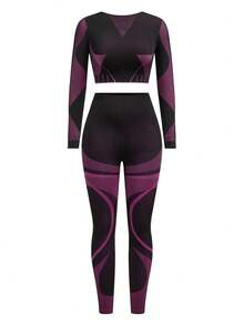 Innovista 女士条纹扭结露背设计长袖露脐上衣和紧身裤运动套装，女士无缝长袖健身套装 – 黑粉撞色线条两件套运动服，交叉露背设计 | 高支撑速干瑜伽普拉提高强度间歇训练健身套装 | 压缩紧身裤和功能性运动文胸 | 收腹、防紫外线、透气、修身运动休闲服 | 适合办公室、健身房、有氧运动、跑步、户外运动 | 适合在 Reels 上发布热门 OOTD 健身视频 | 高品质耐用套装，适合、英国、欧洲、巴西、墨西哥女性 - 玫紅色 - 查看 13