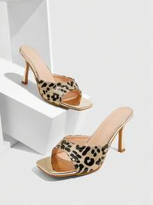 CUCCOO SZL Giày cao gót mũi vuông họa tiết da báo thời trang thường ngày cho nữ - Nhiều màu - Xem 2