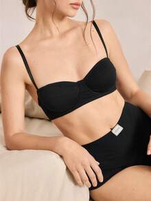 Ocili Women's Simple Solid Color Comfortable Supportive Bra - Black - View 7