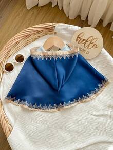 新生儿男/女宝宝可爱蓝色奢华金色花卉图案摄影服装 - 藍色 - 查看 2