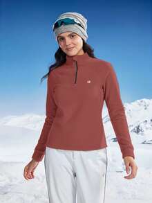 In My Nature 女士秋冬半拉链立领插肩袖抓绒外套，保暖户外保暖 - 紅木色 - 查看 5