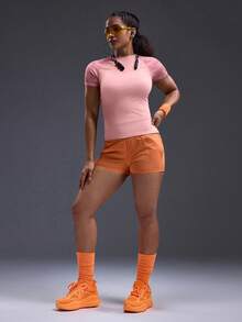 Powerista Áo thun thể thao cổ tròn tay raglan thoáng khí cho nữ, mùa hè - Hồng - Xem 6