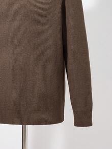 RONVEXI Jersey de cuello redondo de unicolor casual para hombre, de manga larga, para otoño/invierno, en tonos tierra