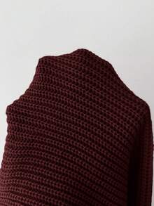 Rafferiza Áo khoác cardigan dài tay thanh lịch màu trơn dành cho nữ, Thu/Đông - Màu Đỏ Sâu - Xem 7