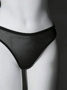 SHEIN Elacene Set de 2 sujetadores inalámbricos con cierre delantero y malla para mujer - Negro - Ver 8