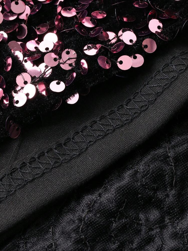 Women's Sequin Patchwork Flounce Midi Dress, Autumn/Winter Elegant Women Dresses Prom Dress Sparkly Dress