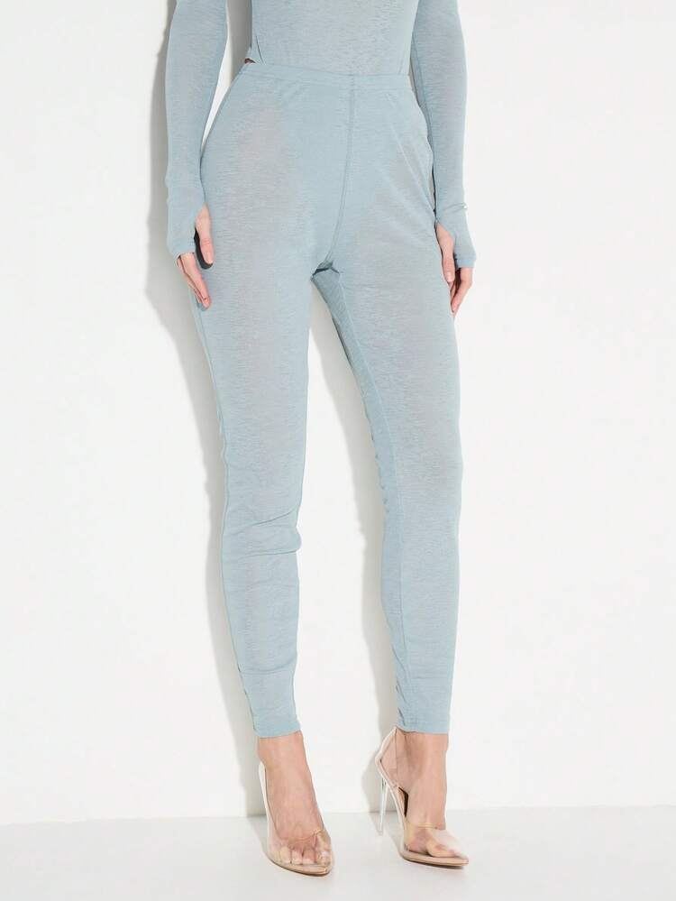KIZN Ribbed Knit Leggings With Small Logo