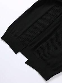 Manfinity Mode 男士纯色休闲设计粗针都市黑色开衫，送给丈夫、男友的礼物，秋冬季长袖上衣