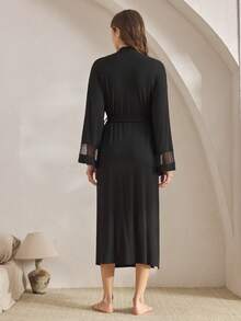 Ocili Roupão Casual Confortável de Renda com Padrão Ondulado, Macio e Chique, Fácil e Confortável para o Outono e Inverno