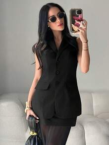 Feyla Spring To Summer Winter Valentine's Day Vacation  Gras Wedding  Carnival Costume Beach Outfit For Women  Elegant Dresses For Party Wedding Guest Dress For Women Summer Outfits Spring Clothing Valentine Outfits For Women Black Tulle Suit And Skirt Suit Sheer Dress Women 2 Piece Skirt Sets Woman Suit Dress Black Skirt Set - Black - View 8