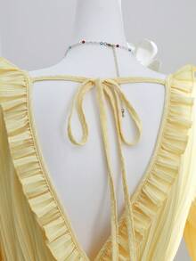 Arcane Artistry Women's Ruffle Strap Minimalist Solid Color Mini Dress, Suitable For Summer Casual/Holiday Wear Fall Cloth For Women