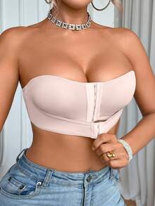 SHEIN Upgraded Front Closure Padded Push Up Bra For Women, Easy To Wear - Pink - View 3