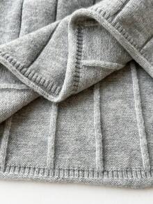 Elamini Women's Gray Wide Ribbed Long Side Tie Casual Fashionable Versatile Elegant Knit Skirt, Autumn/Winter - Grey - View 5