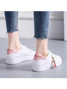 Zapatos Planos de Mujer, Zapatos Blancos de Mujer, Zapatos Planos con Decoraciones de Moda - Rosa - Ver 2