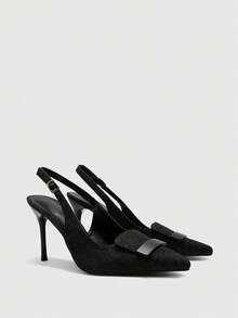 CUCCOO BIZCHIC Commuting Casual Minimalist Closed Toe Thin Heel Women Pumps For Christmas - Black - View 2