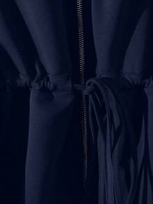 SHEIN Clasi GlowEve 女士加大码基础款高领抽绳拉链两件套 - 藏蓝色 - 查看 5