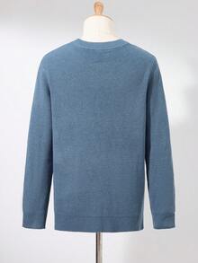 RONVEXI Men's Solid Color Minimalist Crew Neck Long Sleeve Sweater, Casual Everyday Wear Winter Cashmere Men S Clothing Blue Sweater - Baby Blue - View 2