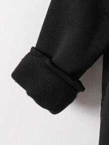 2pcs/Set Young Boy Casual Fashion Street Japanese Style Numeric Hand Gesture Print Thermal Lined Crew Neck Sweatshirt And Cuffed Sweatpants Set, Black - Black - View 3