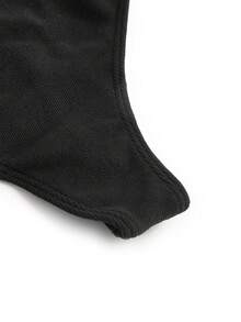 Ocili Leisure Extremely Stretchy Seamless & Skin-Friendly Mid-Rise String Comfortable Solid Sexy Thong-Black - Black - View 7