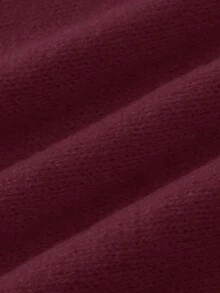 SHEIN Franclia New Autumn V-Neck Waist Cinched Knitted A-Line Dress, Elegant And Intellectual - Burgundy - View 7