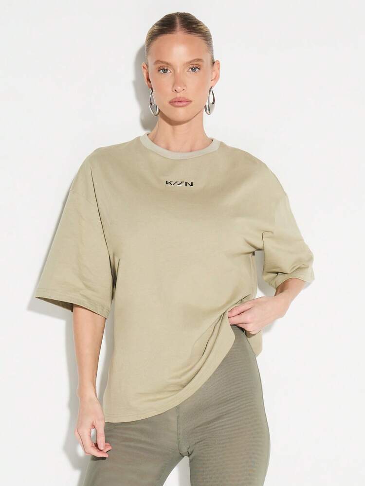 KIZN オーバーサイズ リラックス クルーネック 半袖 カジュアル ベーシック Tシャツ