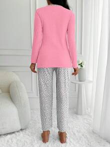 EURMUSE 100% 纯棉爱心与口号图案睡衣套装