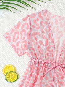 Young Girls Swimsuit Set, Cute Pink Leopard Print 3 PiecesSwimsuit, Fashionable Casual Elegant Suitable For Swimming, Vacation, Summer Three Piece Swimsuit Set Girls Summer Mesh Two Piece Bikini With Cover Up 3pcs Set Bikini With Sarong Skirt Pink Leopard Print Swimsuit Girls Matching Sets Vacation Girls Summer Swimwear Bikini Set With Sarong Skirt Summer Vacation Thermal Christmas Holiday Festival New Years Valentines Swim 
رمضان
عباياتabaya جلابياتjalabiya جلابيه Girls Summer Swimsuit Three-Pi Tied Waist Slim Fit Swimwear