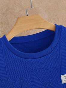 HIMLAND Men's Elegant Casual Long Sleeve T-Shirt For Daily Wear Men Royal Blue 90s Sporty Sweater Men Blue Clothes Men Blue Sweater Men Long Sleeve Knit - Royal Blue - View 3