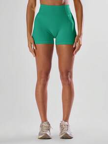 Musera Sport High Waist Mini Shorts Active Comfy Workout Gym Running Run Club, Padel, Tennis, Pickleball Gym Fitness - Mint Green - View 2