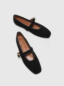 CUCCOO BIZCHIC Women's Casual Versatile Commuting Minimalist Hollow Flats For Christmas - Black - View 10
