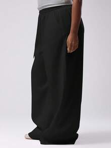 MUSERA Quần jogger ống đứng co giãn cỡ lớn, thích hợp mặc hàng ngày, kiểu dáng cơ bản cho mùa xuân. - màu đen - Xem 3